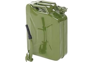 CWKISS 5.3 Gallon Metal Container with Spout and Handle, Cold-Rolled Steel Liquid Storage Jugs, Locking Pin and Sealed Cap, Flexible Pour Extension for Automotive, Off-Road, Lawn and Emergency,Green,1 Pack