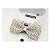 Sunny Home Men's Crystal Shining Pre Tied Bow Tie Bowtie Wedding Party (Silver White)