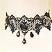 LEFINIS Black Rose Bead Popular Girl Gothic Black Lace Collar Choker Necklace Earrings Set