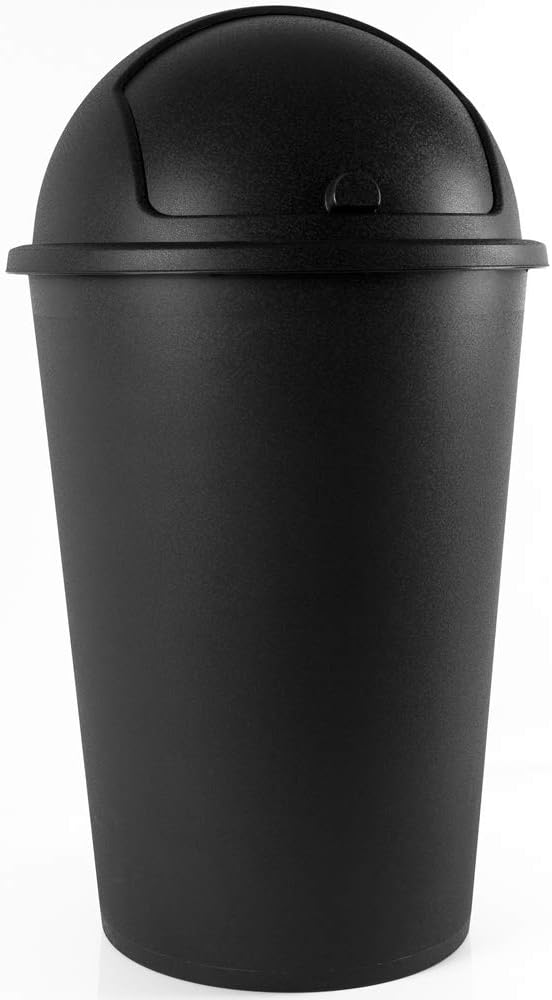 Deuba Mülleimer 50L mit Schiebedeckel Abfalleimer Kunststoff abnehmbarer Deckel Müllbehälter abwaschbar Küche Schwarz