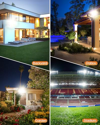 TOPAUBUB 100W 10000LM Outdoor LED Spotlight with Motion Sensor 1 Piece, 6500K Cool White Waterproof IP67 Outdoor Spotlight with Motion Sensor for Patio, Garden