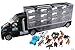 Memtes Dinosaur and Wild Life Animal Safari Car Carrier Transport Truck Toy (Includes 6 Dinosaurs 6 Animal, Jeep and Helicopter)