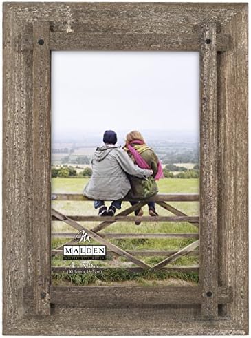 Malden International Designs Fashion Woods Criss Cross Graywash Picture Frame, 4x6, Gray