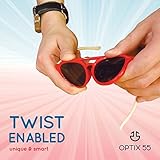Kids Flexible Rubber Sunglasses for Boys and Girls - Heart Shaped Bendable and Unbreakable Frame with Butterfly - 100% UV Protection and Polarized Lenses - By Optix 55