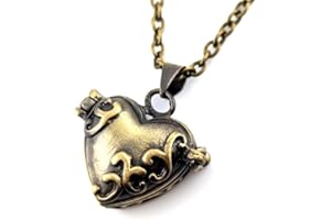 GENERIC Bronze Heart Shaped Locket little prayer box pendant on 20" long chain necklace
