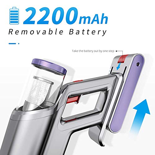 Cordless Vacuum, VacLife Vacuum Cleaner with Replaceable Battery, Stick Vacuum - Extra Filter for Washing, Powerful Vacuum Cleaner Cordless 2 in 1, Lightweight Vacuum with LED Light
