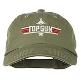 US Navy Top Gun Fighter Embroidered Washed Cap - Olive OSFM