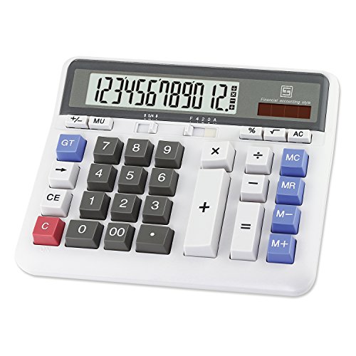 OFFIDIX Office Computer Key Electronic Calculator, Financial Calculators for Bank Stuff and Accouter, Financial Accounting Style 12-Digit Display with Battery and Solar Desktop Calculator