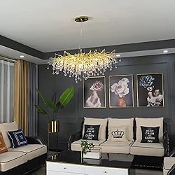 YIOSI Modern Crystal Rectangular Chandelier, Gold
