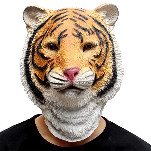 CreepyParty Deluxe Halloween Costume Party Latex Animal Full Head Mask Tiger