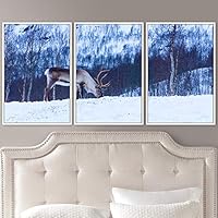 3 Piece Framed Canvas Wall Art Spiritual Animals Deer Canvas Prints Home Artwork Decoration for Living Room,Bedroom - 16