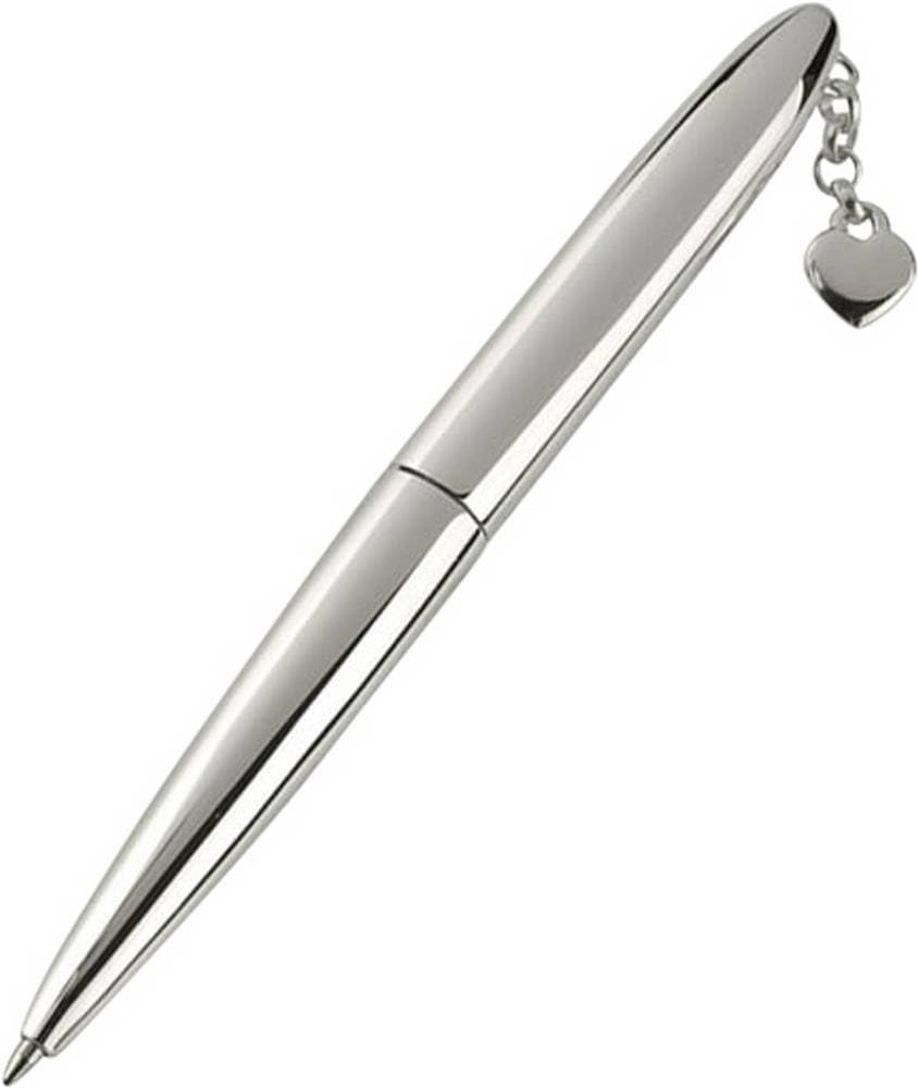 David Van Hagen Unisex Silver Plated Heart Chain Ballpoint Pen - Silver