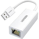 UGREEN USB-A to Ethernet Adapter, 10/100 Mbps Network Adapter, RJ45 Wired LAN Internet Adapter for Laptop PC Compatible with 