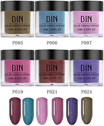 Nails Dip Powder - Color Kit of 6 Colored Acrylic Dip Nails Powders System No UV/LED Nail Lamp Needed for French Nail Manicure Set (B)