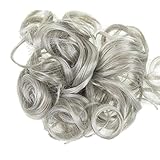 New Style Scrunchie Hair Extension Pony Medium Grey Curly Up Do Down Do Bun Up Synthetic