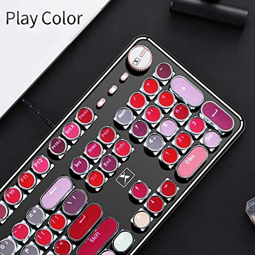 MOGOI Retro Mechanical Gaming Keyboard, Lipstick Keyboard Waterproof Wired Gaming Keyboard Luxury Palette 104 Keys Metal Panel for Windows PC Desktop Computer Women Girls