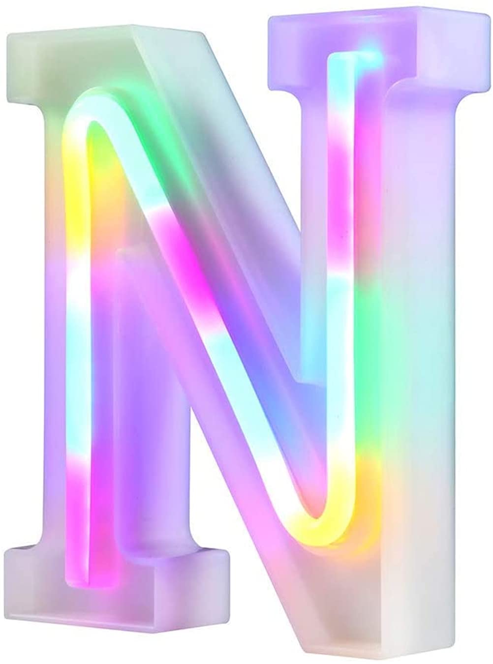 Light Up LED Letters, Neon Night Lights for Wall Decoration - Colorful Letters (N)