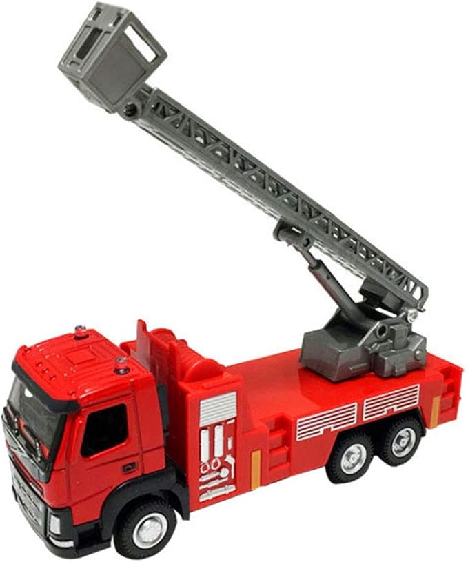 Amazon ファイヤートラック ミニサイズ 消防車のおもちゃ はしご車のおもちゃ ジュニア消防車 合金おもちゃ車 金属の滑走するはしご消防車 噴水車おもちゃ模型 はしご Luning スポーツ アウトドア