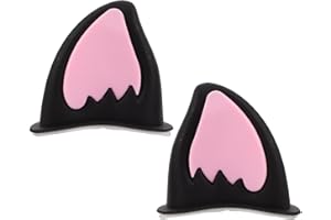LAPYAPPE Fox Ear Helmet Decoration Pair for Motorcycle and Ski Helmets Black and Pink Cute Fox Ear Kitten
