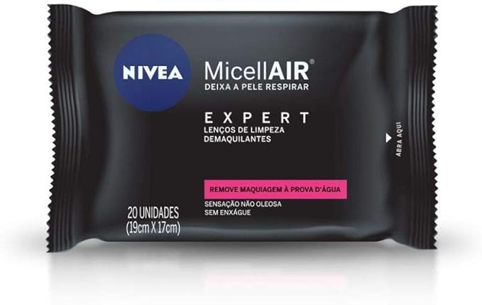 Lenços de Limpeza Demaquilantes Micelar NIVEA MicellAIR Expert 20 unidades, Nivea 