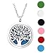 Zysta Essential Oil Diffuser Tree Life Necklace - Fragrance Aromatherapy Perfume Pendant Stainless Steel Locket with 6 Refill Pads and 24 Inch Chain