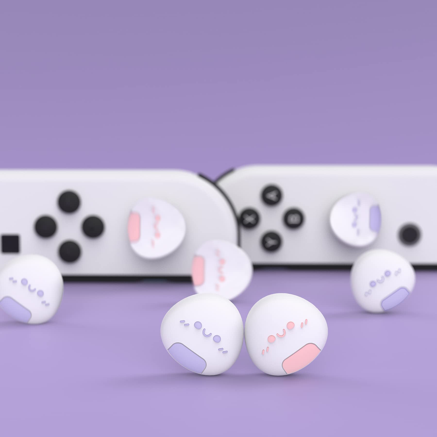 playvital Joystick Caps Caps for Nintendo Switch/OLED/Lite, Stick Caps Caps Attachments Silicone Analogue Controller Joy Con Stick Caps for Switch & Switch Lite & Switch OLED (Onigiri Pink/Purple)
