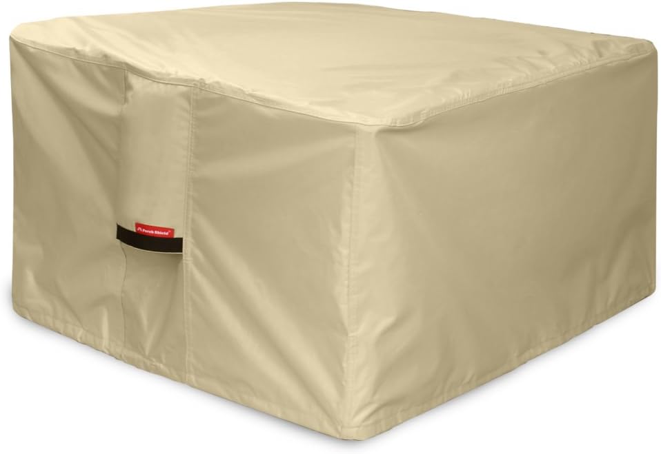 Porch ShieldFire Pit Cover - Waterproof 600D Heavy Duty Fade Resistant Square Patio Fire Pit Table Cover Beige - 44 x 44 inchOEKO-TEX STANDARD 100