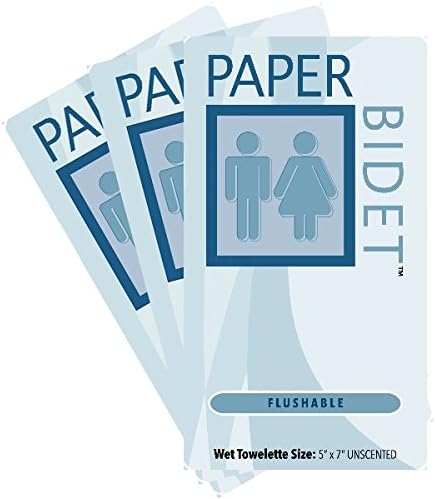 Paper Bidet (New!)- Flushable, Unscented Single Moist Toilet Wipes 60 Individual Packs Per Order **On Sale**