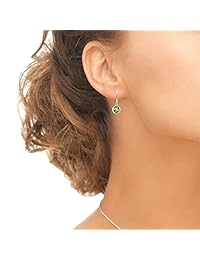 Pendientes de plata de ley con gemas auténticas, simuladas o creadas de 0.236 in, bisel redondo