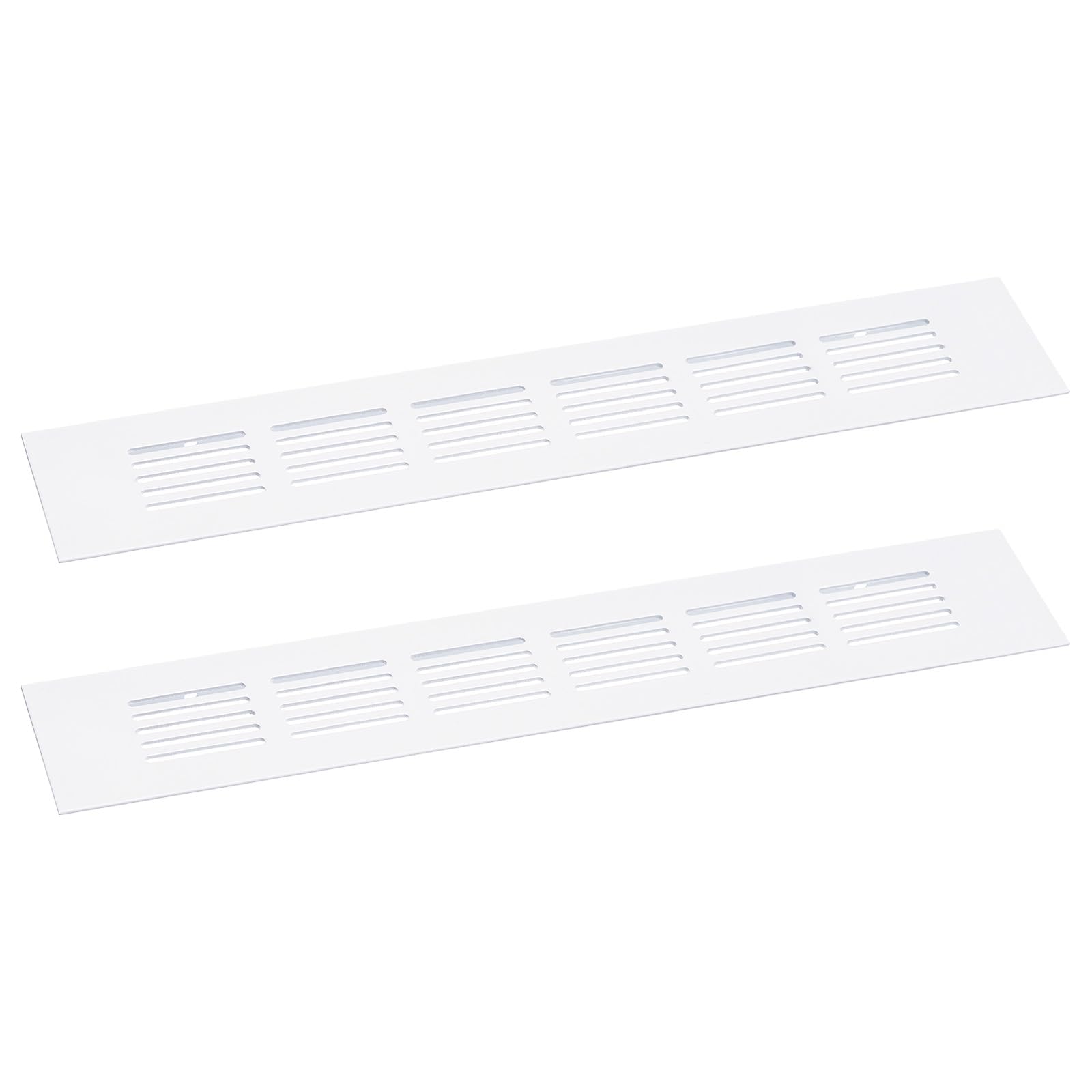 uxcell Air Vents Cover, 2Pcs 250 x 50mm - Aluminum Alloy Mesh Air Return Vent Cover, Rectangle Louvered Ventilation Grille for Shoe Cabinet Wardrobe (White)