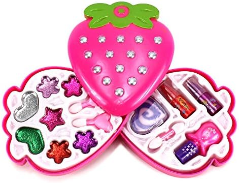 Fashion Strawberry Case Pretend Play Toy Make Up Case Kit, Washable, Formulated for Children