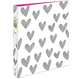 Avery + Amy Tangerine Designer Collection Binder, 1" Round Rings, 175-Sheet Capacity, Hatchmark Hearts (28320)