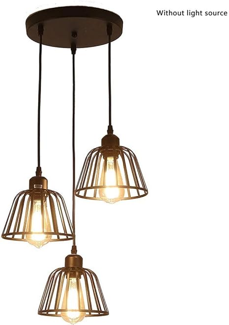 BIingkee Rustikale industrielle Pendelleuchte, 3 Lichter Industrie