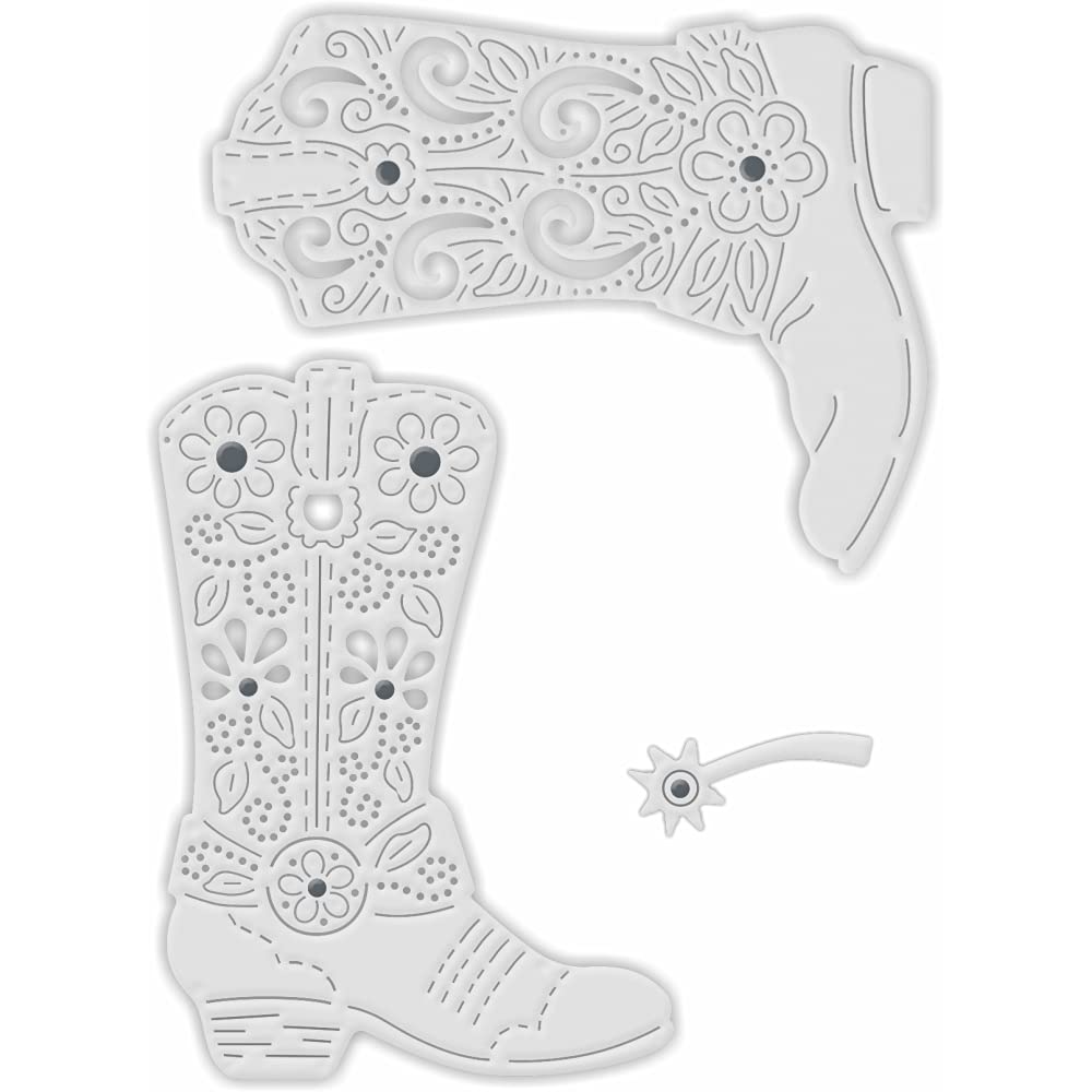 Sweet Dixie Metal Cutting Dies Cowboy Boots, Silver, (SDD576)