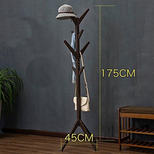 Standing Wood Coat Rack,Waterproof Wooden Clothes Racks Hat Hanger Holder Racks Strong Stable Assemble Saving Space Hooks Cloakroom Bedroom Living Room Hat Coat Jacket Scarf-A 175cm