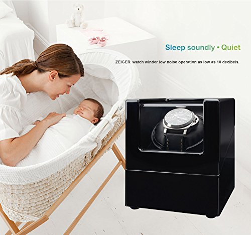 Zeiger Single Watch Winder for Large Watch Box Case with Quiet Automatic Japanese Mabuchi Motor Piano Paint s003