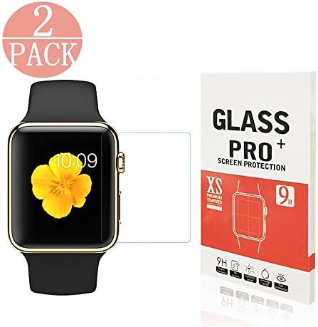 [2-Pack] Apple Watch 38mm Smart Watch Tempered Glass Screen Protector,Mautions 9H Hardness, Anti-Scratch, Anti-Fingerprint, Bubble Free[Only Covers the Flat Area]Screen Protector for Apple Watch 38mm