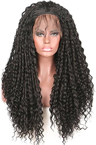 Addcolo Synthetic Lace Front Wigs Deep Curly Synthetic Wig Lace Front Replacement Full Wig for Women Heat Resistant Fiber Hair Half Hand Tied
