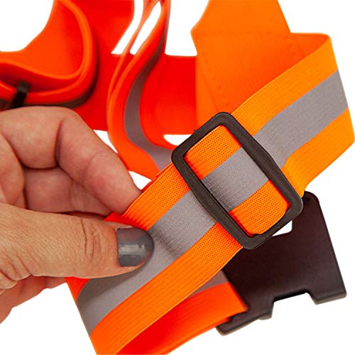 SAFE HANDLER Reflective Fluorescent Belt | 360 º Fluorescent Visibility, Lightweight, Reusable, Adjustable, Easy to Wear (Orange & Yellow 2 PACK)