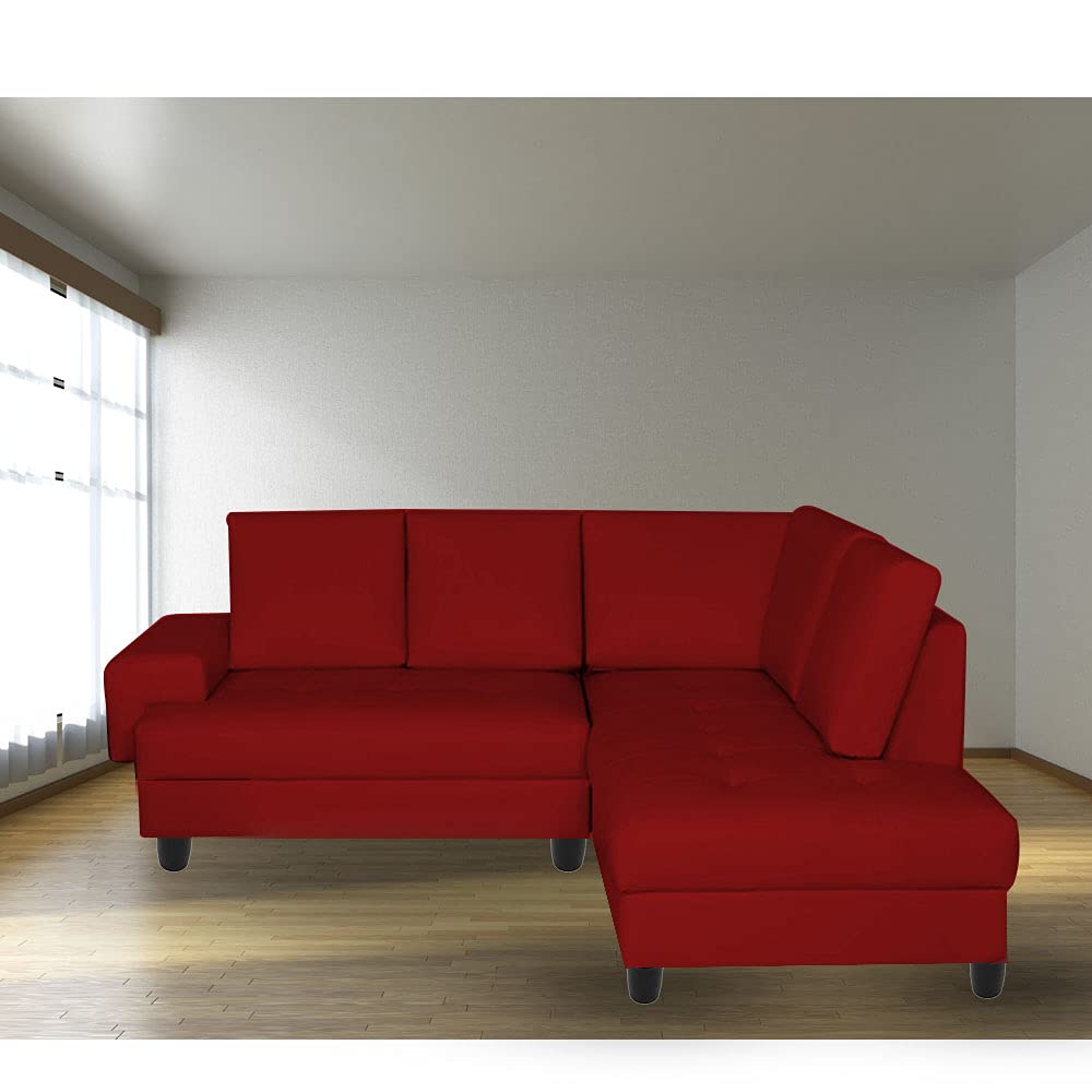 Casaliving Joy RHS 5 Seater L Shape Sofa Set for Living Room (Maroon Fabric) Amazon.in Home