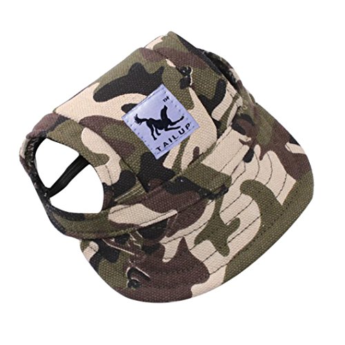 Pet Hat, OOEOO Visor Cap with Ear Hole Summer Dog Cat Baseball Cap Puppy Hat Sunbonnet (Camouflage)