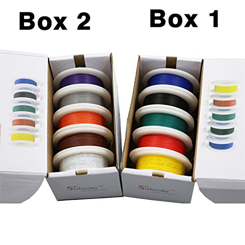 Striveday™ 22 AWG Flexible 1007 Wire Electric wire 22 gauge Coper Hook Up Wire 300V Cables electronic stranded wire cable electrics DIY BOX-1