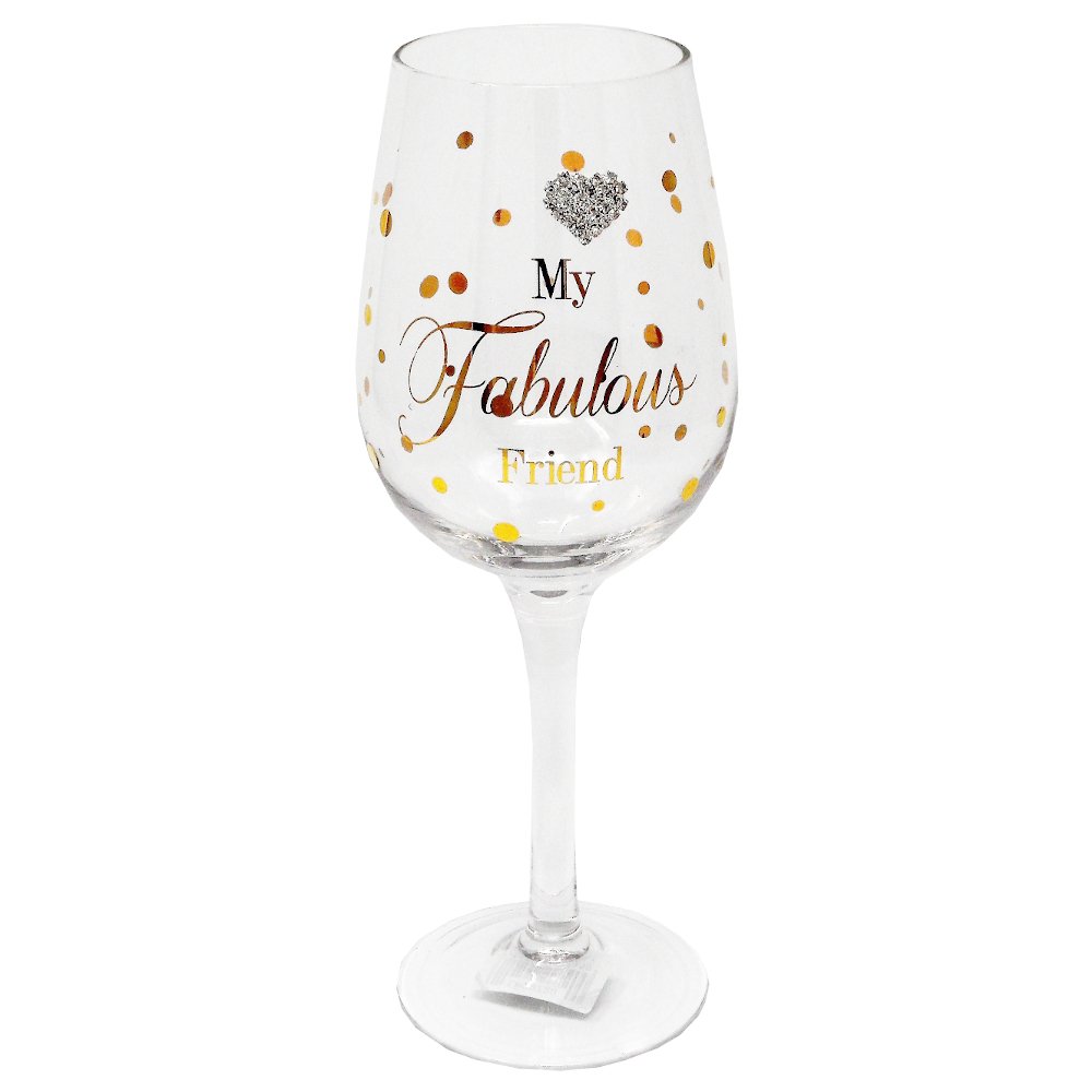 My Fabulous Friend Diamante Design Gift Boxed Wine Glass by Mad Dots