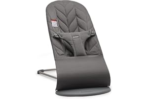 BabyBjörn Bouncer Bliss, Woven,Petal quilt, Anthracite | 2-in-1 Adjustable Baby Bouncer Seat and Toddler Chair, Newborn to To