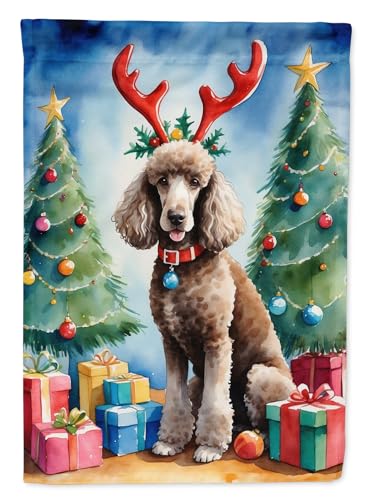 Caroline's Treasures Chocolate Standard Poodle Christmas Reindeer House Flag La…