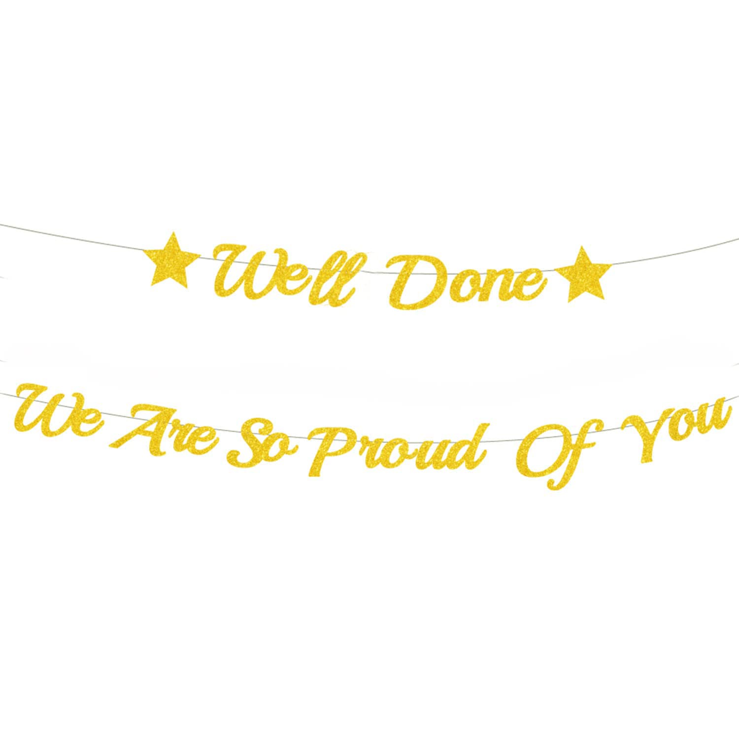Elicola Graduation Decorations Banner 2025 We are So Proud of You Banner Well Done Glittery Bunting Party For Grad Party Decor/Retirement Congratulations Grad Party Decorationss Gold