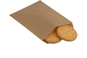 BagDream 5.5x7.75 Inches Kraft Paper Bags Pack of 100 Flat Greaseproof Brown Paper Bags Greaseproof Envelopes for Snack, Cookie,Popcorn, Candy, Party Favor