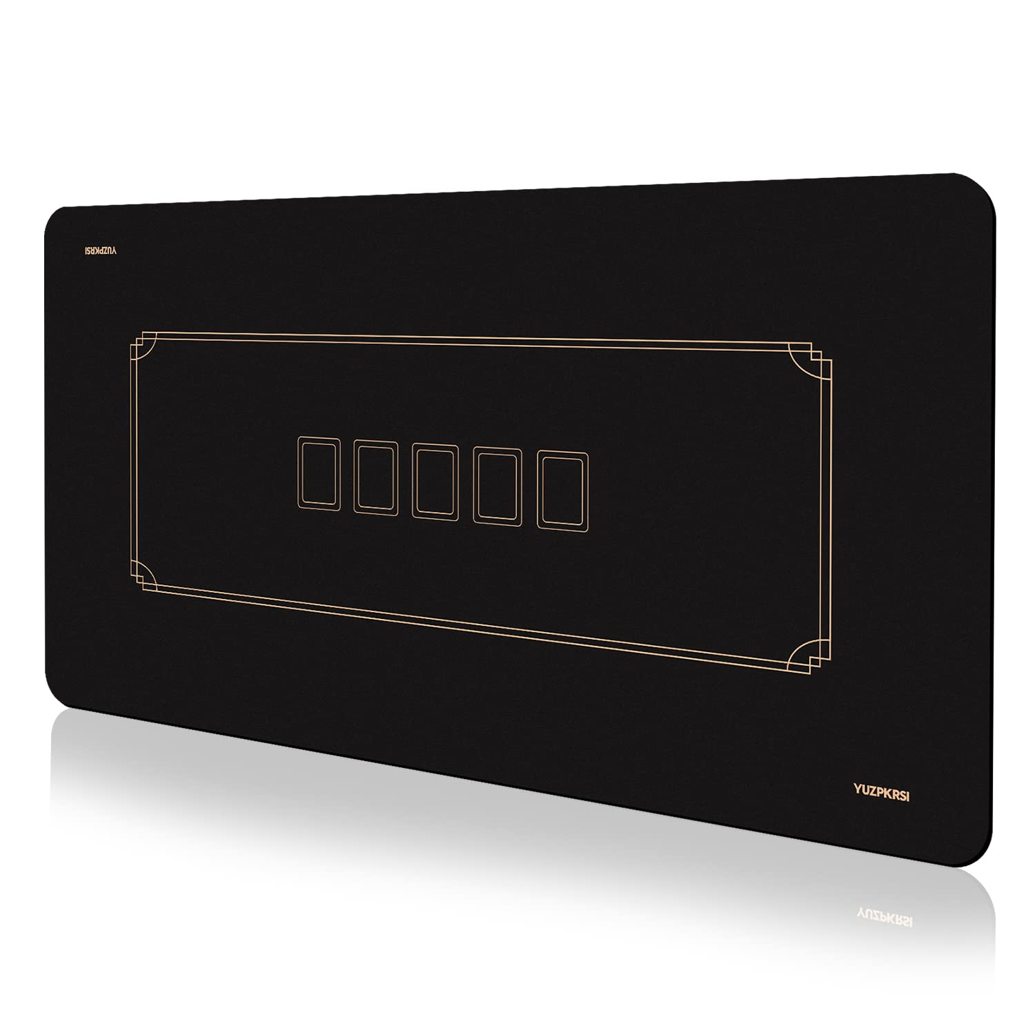 YUZPKRSI Poker Mat Water Repellent, 180×90cm Texas Hold'em Poker Mat for Table with Stronger Edges, Folding Portable Poker Table Top w/Carrying Bag for Poker Games, Blackjack (Rectangular-black&gold)