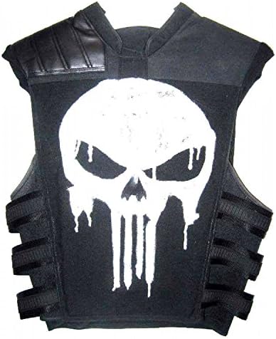 Arzantro Thomas Jane Punisher Tactical Black Leather Vest - Halloween Special (Large)