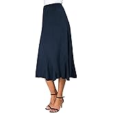 EXCHIC Women's Elegant Ankle Length Ruffle Hem Elastic Waist Suede Midi Skirt